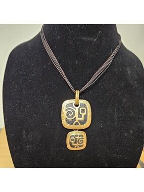 Lia Sophia Gold-tone and Black Geometric Pendant Necklace